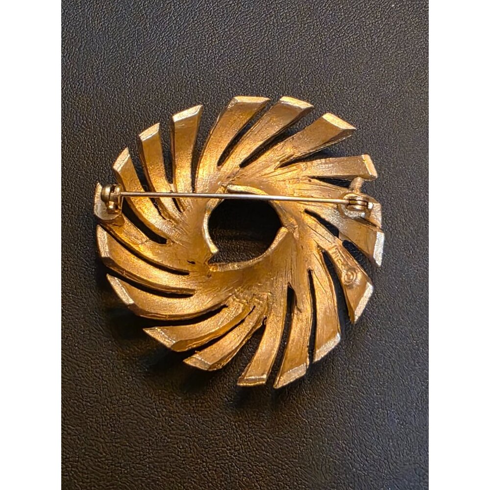 Signed Pell Vintage MCM Gold-Tone Atomic Swirl Brooch‎ - Picture 3 of 6